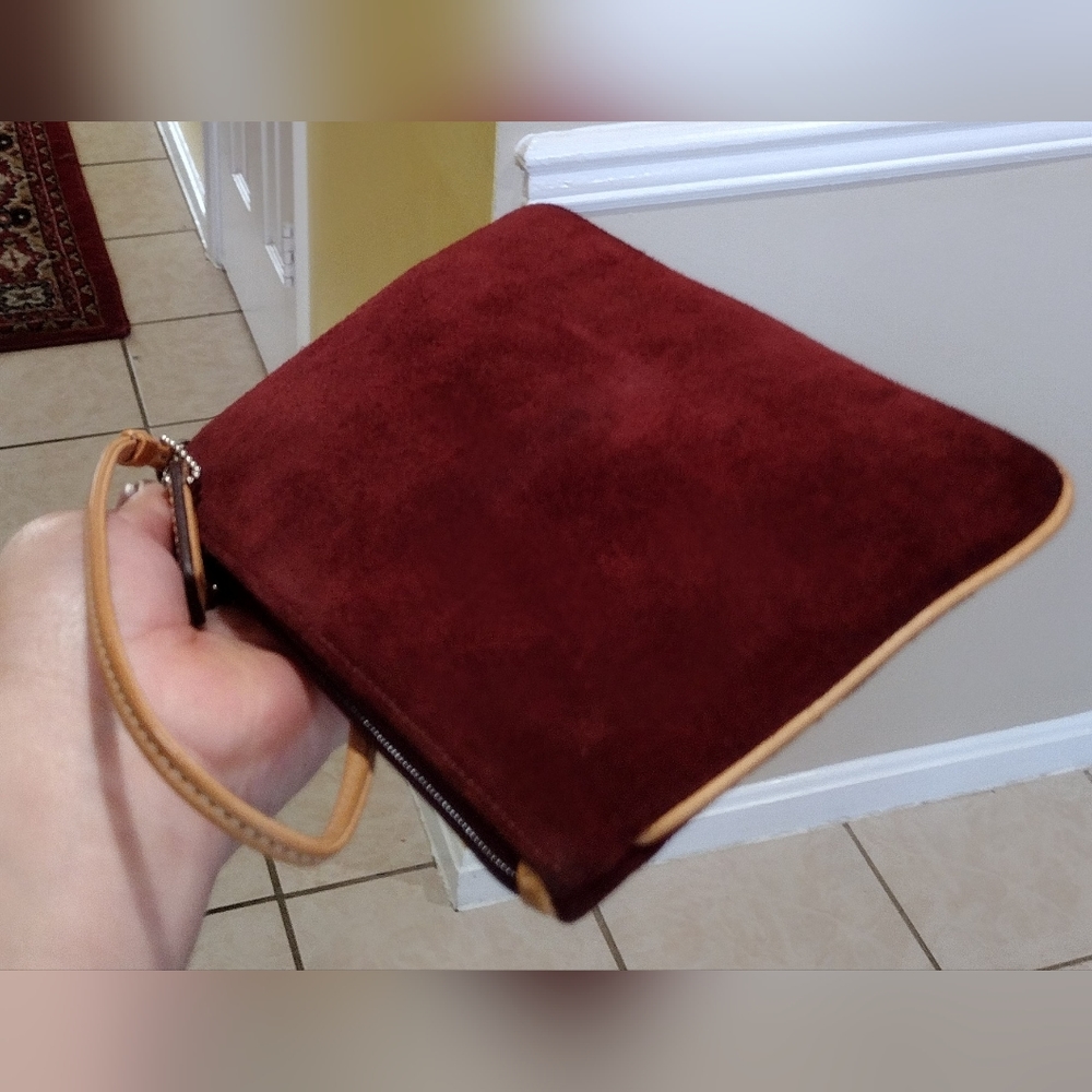 COACH 1941 Large Oxblood Suede Leather Wristlet Clutch Purse - Picture 13 of 16